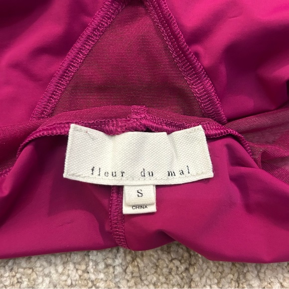 NWOT Fleur du Mal Fuchsia Sheer Crop Top - Picture 10 of 14